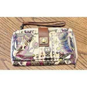 Sakroots Wristlet Wallet Multicolor Owl Floral Design